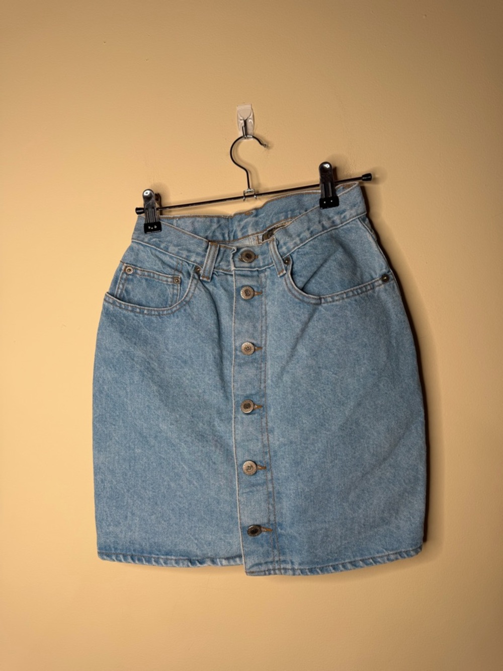 Vintage EXP Jean button Skirt High Waisted Light Wash 90s Made In US